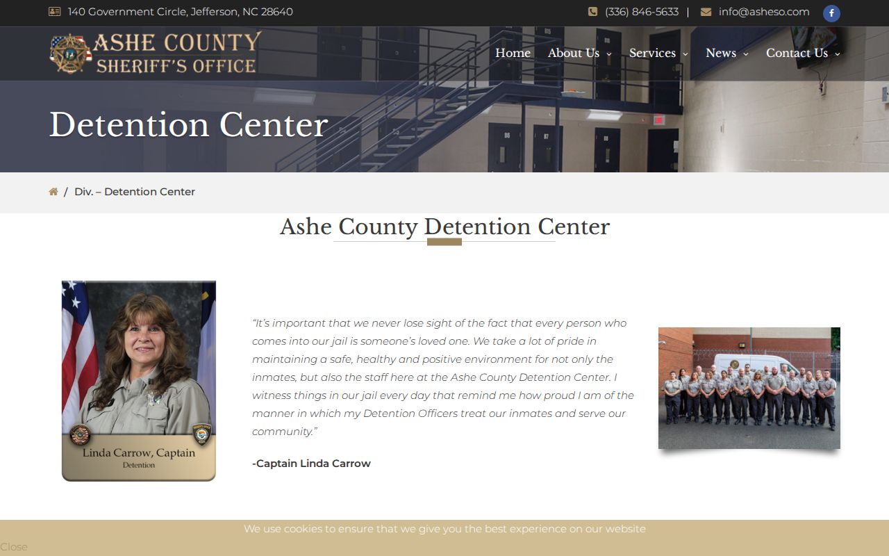 Official Ashe County Detention Center information page