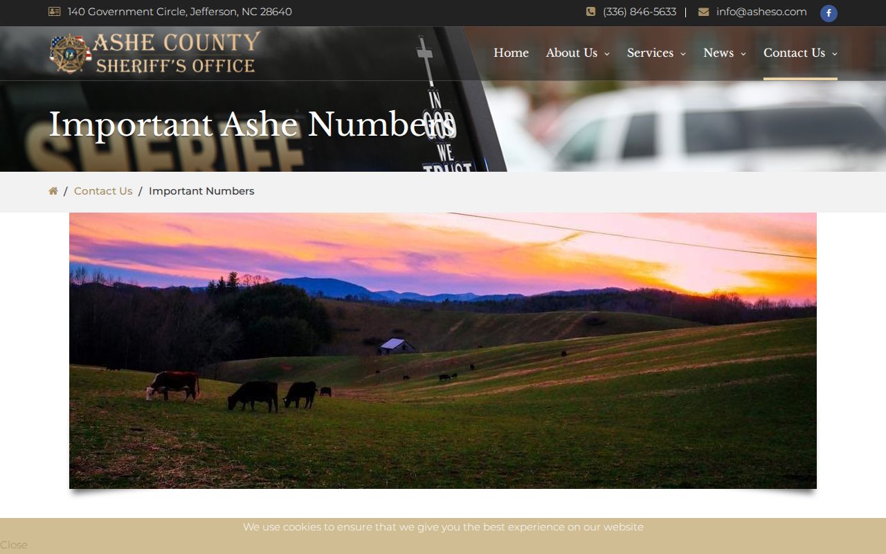 Official Ashe County Sheriff important numbers page